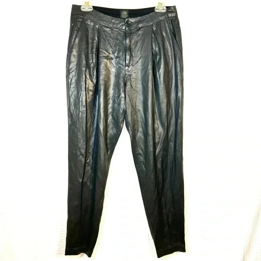 DWP Womens Size 25 Pants Moto Jogger Zipper Ankle Tencel Rayon Black Made In USA